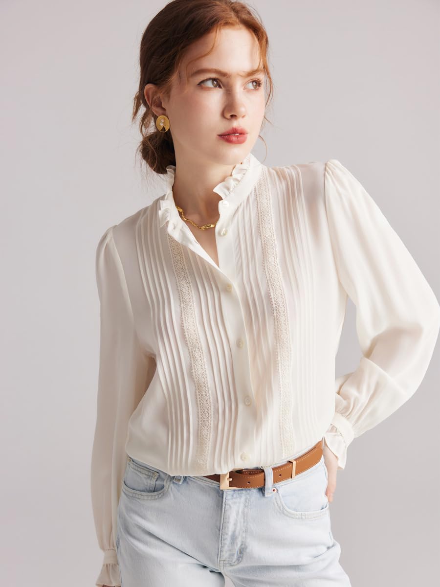 Women's Stand Collar French Silk Blouse for Women