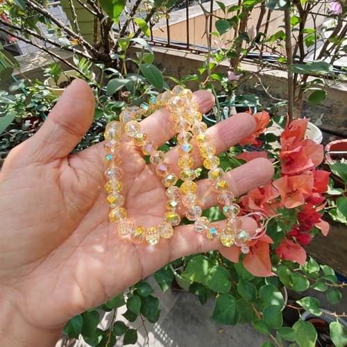 Image of 10mm Rondelle Glass Beads for Jewelry Making, Faceted Briolette Crytal Spacer Beads for Bracelet Necklace Earring, Shiny Gold 200pcs