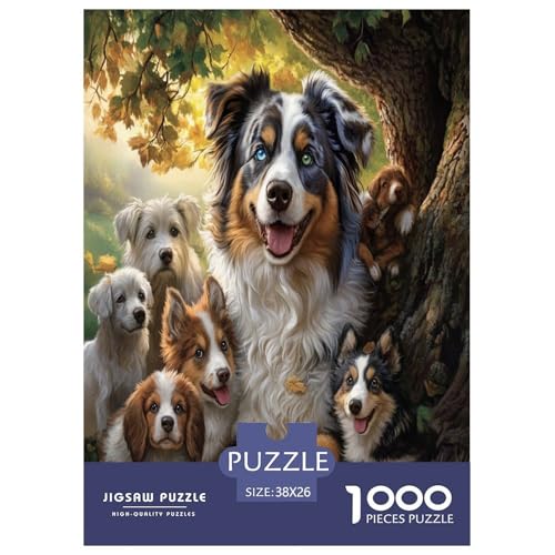 Puzzle de 1000 piezas para adultos Pastor Australiano, entretenimiento creativo en familia