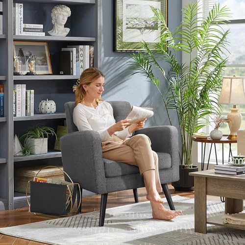 Yaheetech Ohrensessel Sessel mit Armlehnen, Bequem und Modern, Fernsehsessel Relaxsessel Wohnzimmer Clubsessel Sofa 136 KG belastbar Dunkelgrau – Bild 5