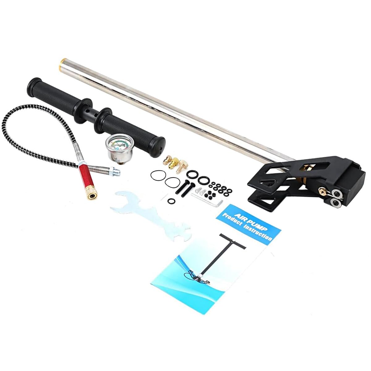 PCP Handpumpe, Hochdruckluftpumpe,3 Stufen 4500 psi Luftgewehrpumpe,PCP Handluftpumpe mit Manometer für Luftpistole Bootsreifen Kajaks Autoreifen Motorrädern