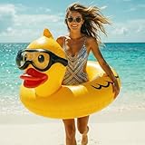 Float Joy Flotadores inflables de goma para piscina de pato para adultos, 105 cm, flotadores para piscina