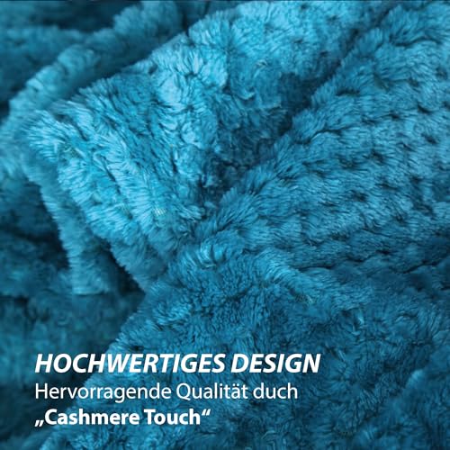 Bestlivings Kuscheldecke Flanell Decke 150x200cm (Petrol) Flauschige Struktur Wohndecke für Sofa, Couch und Bett, Tagesdecke Oeko-TEX - Sofaüberwurf