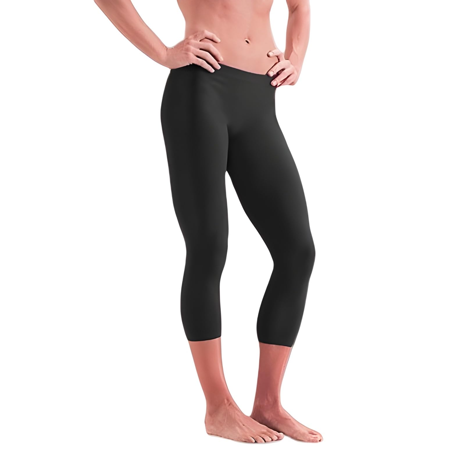 YEESAM Schwimmleggings für Damen, für einen bedeckten Körper, 3/4-Länge, für Surfen, Yoga, viele Sportarten, UV-Schutzfaktor 50+, Schwarz
