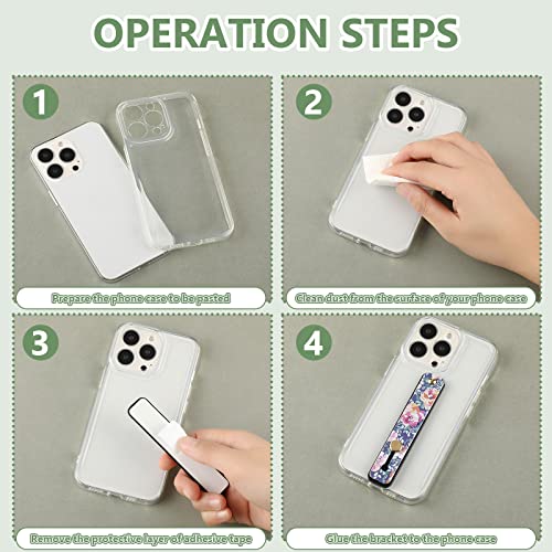 Image of Weewooday 6 Pieces Phone Grip Holder Cell Phone Grip Strap Telescopic Finger Strap Stand Universal Finger Kickstand for Most Smartphones(Retro Color,Blossom)