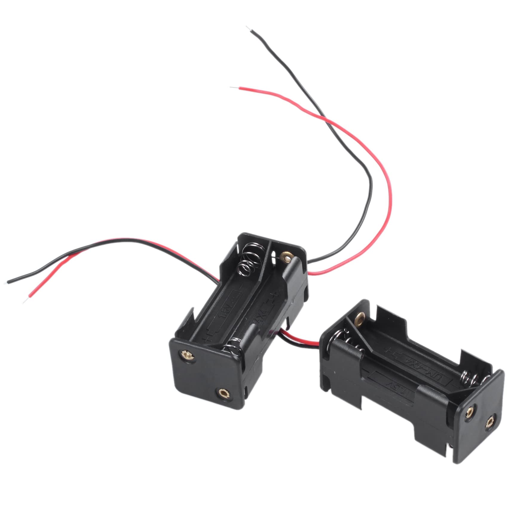 4 piezas 2 4 x 1,5 V AAA batería titular con conectores de alambre - Negro