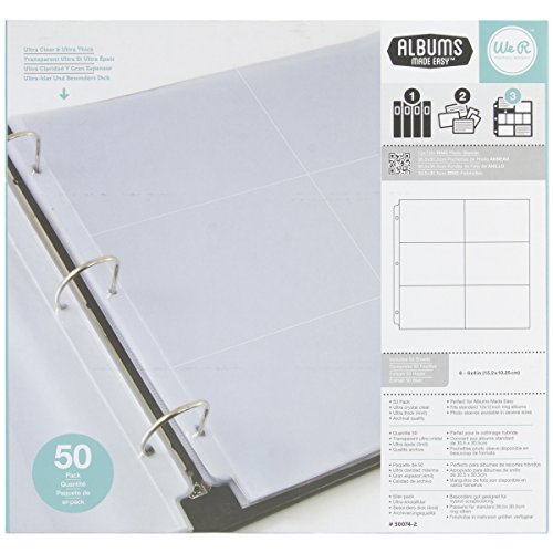 Protéger grandes pages scrapbooking avec recharges 50 pièces We R Memory
