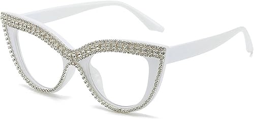 Miniatura 9 de Gafas de lectura de ojo de gato con diamantes de imitación de lujo para mujer, con bloqueo de luz azul, marco de lentes para computadora