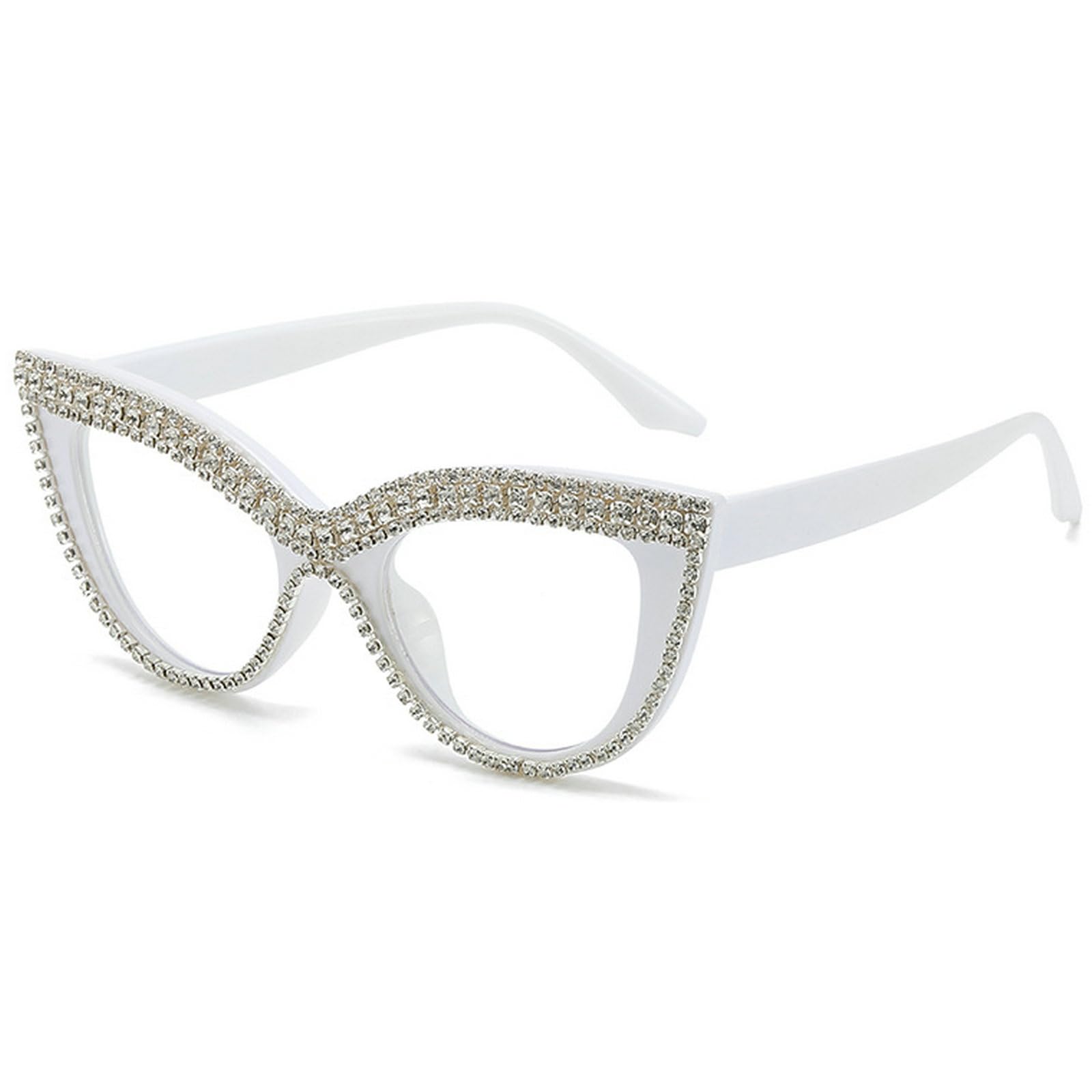 mincl Womens Luxurious Colorful Rhinestone Cat Eye Reading Glasses Blue light blocking Reader Computer Eyeglass Frame