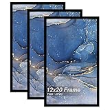 Fxojyvo 12x20 Picture Frame Set of 3, Black Frame for 12 x 20 Inch Picture Poster Photo, Light Weight and High Transparent 12 by 20 Frame for Wall - 3 Pack/Black/12 x20