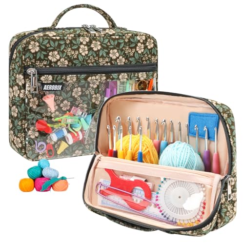 AEROBIX Retro Green Crochet Hook Case Empty,...