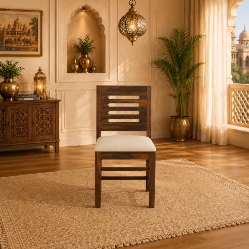 Image of Dining Table 4 Seater with Chairs | Sheesham Wooden Four Seater Dinning Table with Cushioned Chairs for Restaurant | Dinner Table 4 Seater | Dining Room Set