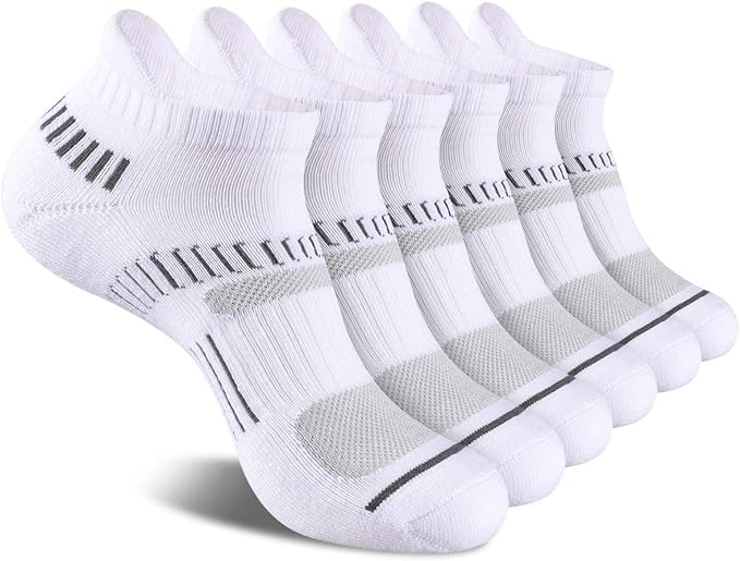 6 Pairs Men's Running Ankle Socks with Cushion, Athletic Ankle Running Socks for men, Low Cut Athletic Sport Tab Socks