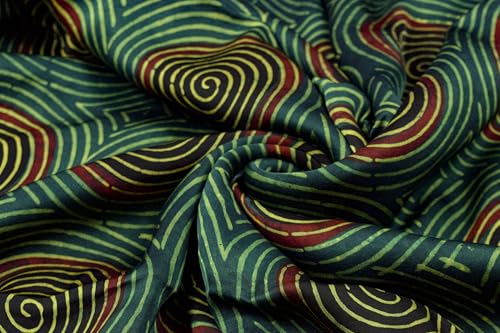 Image of Ethnics of Kutch Women's Ajrakh Modal Silk Natural Dye Hand Block Print Unstitched Kurta Fabric (For Lenght - Refer Bullet Point Below)