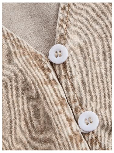 Floerns Women's Sleeveless V Neck Button Crop Vest Lace Up Front Vintage Denim Vest3
