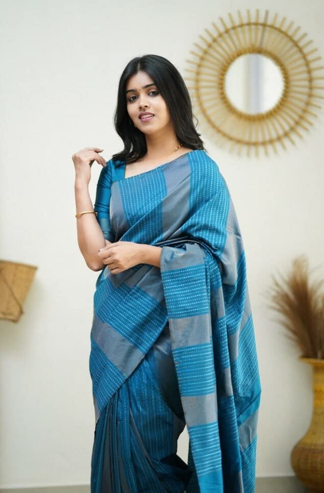 Image of Flosive Women's Kanjivaram Pure Zari Woven Soft Silk Saree With Blouse Piece (Mix Color)