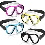 Fabbay 4 Pcs Adult Swimming Goggles with Nose Cover Snorkel Diving Mask Goggles Swim Mask with Fabric Strap(Elegant Colors)