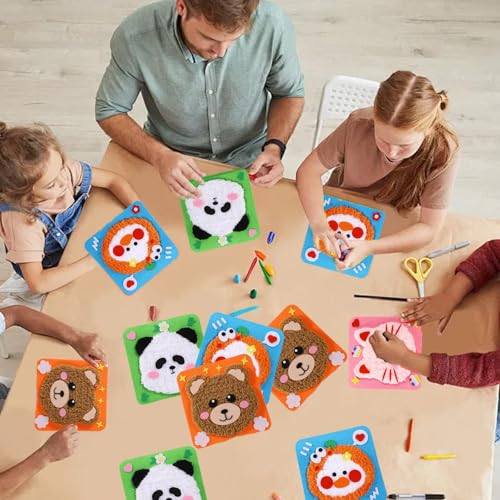Image of 4Pcs Creative Sewing Kit for Kids, Hand Embroidery Kit for Beginners with Cute Animal Designs, Stitching Kit for Children, Fun DIY Craft Activity for Skill Development