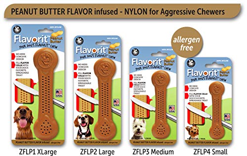 Pet Qwerks Flavorit Nylon Chew Barkbone - Fillable Dog Bone For Moderate Chewers - Peanut Butter Flavor - Medium #TOP4