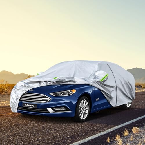 Image of Kaugung 6 Layers Car Cover Custom Fit Ford Fusion Sedan from 2005 to 2025, Waterproof Car Cover All Weather for Automobiles Outdoor Indoor with Zipper Door, Sun Rain Dust Snow Protection.
