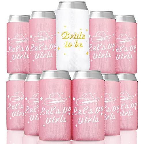 12 Pcs Bachelorette Party Can Sleeves Cowgirl Slim Can Let's Go Girl Bachelorette Party Can Coolers Bride Insulated Beer Can Cooler Sleeves for Bridal Shower Supplies Favors Decorations