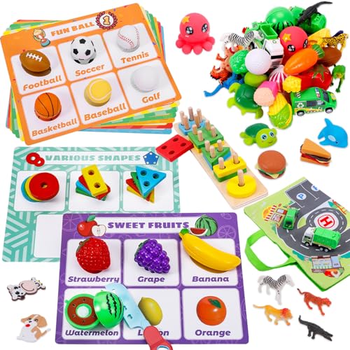 Esjay Sorting Toys for Toddlers, Preschool Learning Activities, Montessori Toys Sensory, Educational Fine Motor Skills Games,Multiple Theme Play Set,Gifts for Kids Boys and Girls for 3+ Years Old