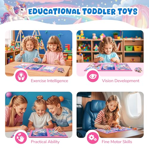 Image of Homicozy Magnetic Puzzles for Toddler Kids 3-8, Unicorn Princess Travel Toy