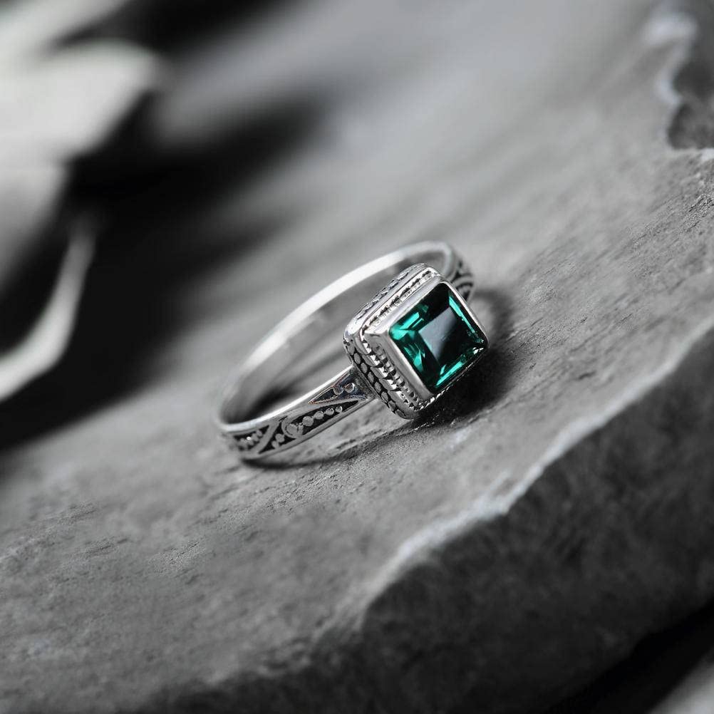 Offener Fingerring aus Sterlingsilber, S925-Sterlingsilber, Kristallring, Paarring, modischer Edelstein-Silberring mit Intarsien, Geschenk für Liebhaber, Silber, 13# (Silber 12#)