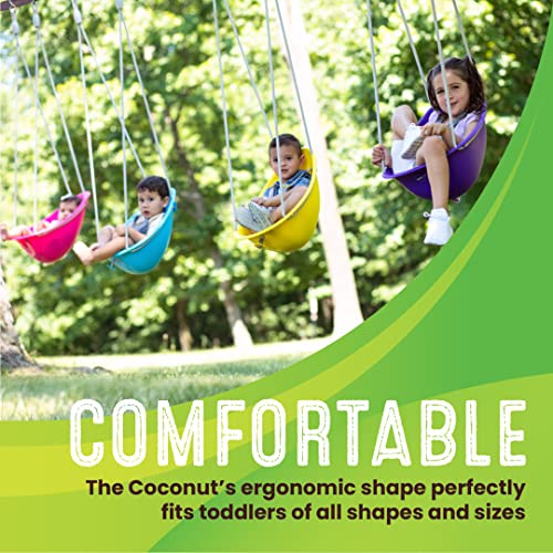 Image of Swurfer Coconut Toddler Swing - Comfy Baby Swing Outdoor, 3- Point Adjustable Safety Harness, Secure, Safe Quick Click Locking System, Blister-Free Rope, Easy Installation, Ages 6 - 36 Months, Yellow