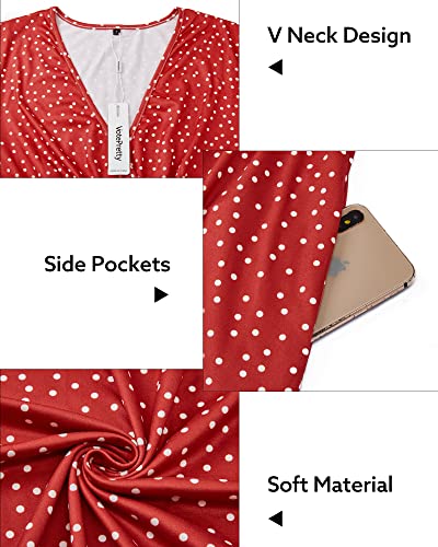 Image of VOTEPRETTY Women's Short Sleeve V Neck Wrap Dress Summer Casual Floral Sundress with Pockets