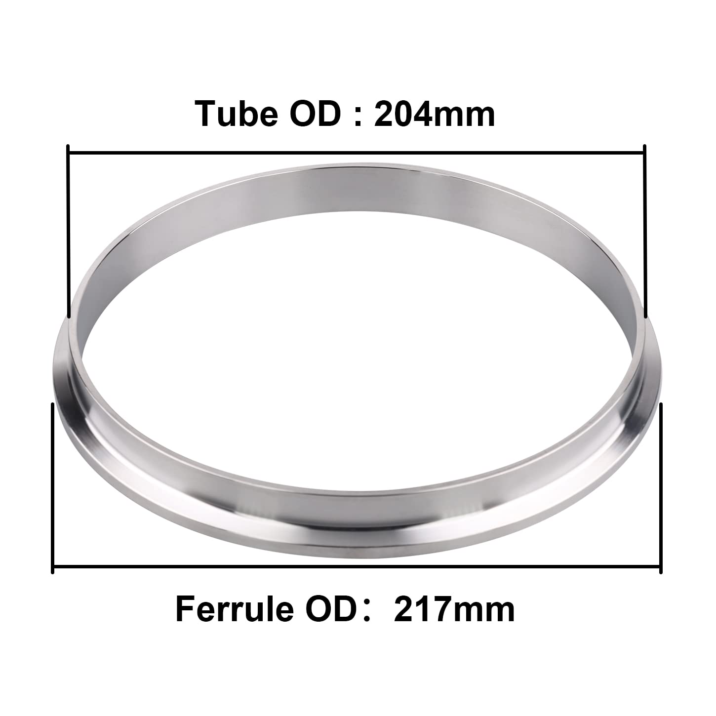 DERNORD Accesorio sanitario 304 de acero inoxidable, abrazadera de soldadura larga virola se adapta a la abrazadera Tri (tubo de 204 mm/8 pulgadas OD)
