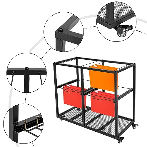 Carrito de metal con ruedas para organizar archivos de oficina en casa de forma cómoda 4