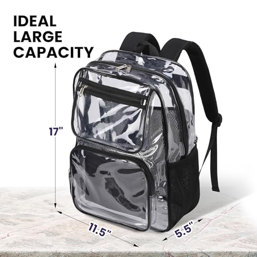 10packs Bulk Clear black backpack with laptop compartment large for kids school see through transparent plastic stadium approved teen toddler4
