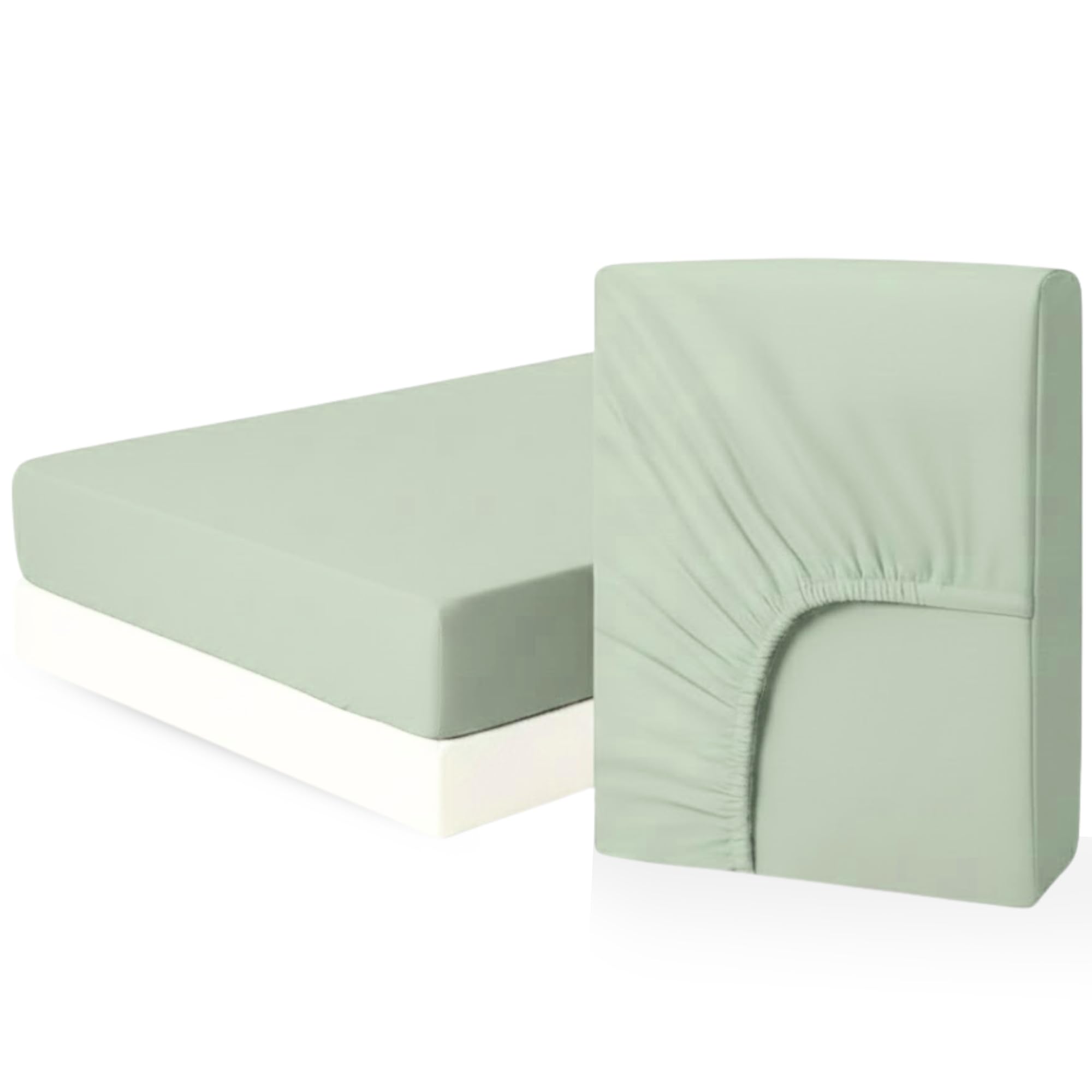 AHS Bedding Small Double Fitted sheet, Sage Green Easy Care Brushed Microfibre Bottom Sheet, 11.81โณ(30cm) Deep Elastic Corners, Soft Breathable & Washable Bedsheet โ image 1