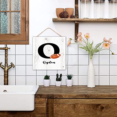 Décoration murale en bois Monogram O style rustique chic 30cm - 6