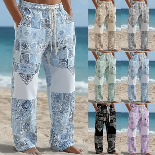 Pantalon en lin de qualité supérieure coupe ample décontractée - 5