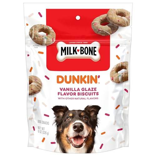 Milk-Bone Dunkin’ Vanilla Glaze Flavor Dog Biscuits with Other Natural Flavors, 8 oz Bag
