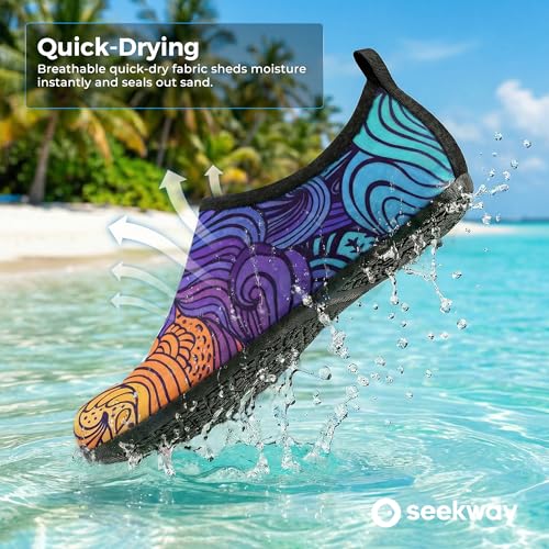 Image of SEEKWAY Water Shoes Women Men Adult Quick-Dry Aqua Socks Barefoot Non Slip for Beach Swim River Pool Lake surf Black SK002(U)