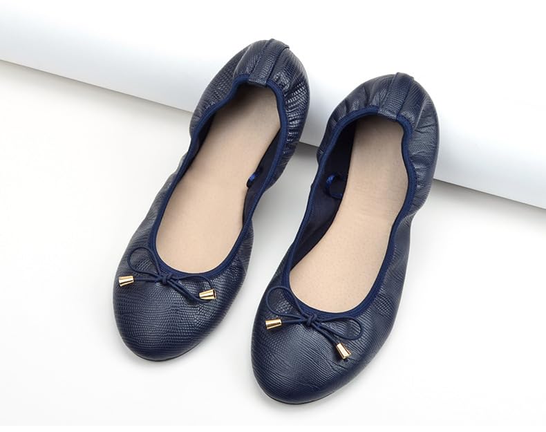 Zapatos planos de ballet plegables para mujer, clásicos, de piel sintética, sin cordones, cómodos, informales, para la oficina, caminatas diarias