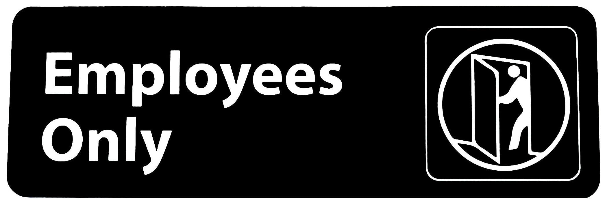 Kraken Sign Co. - Employees Only Sign With Adhesive - 9" x 3" - White Lettering On Black Background - Easy To Install and Highly Visible (One Pack)