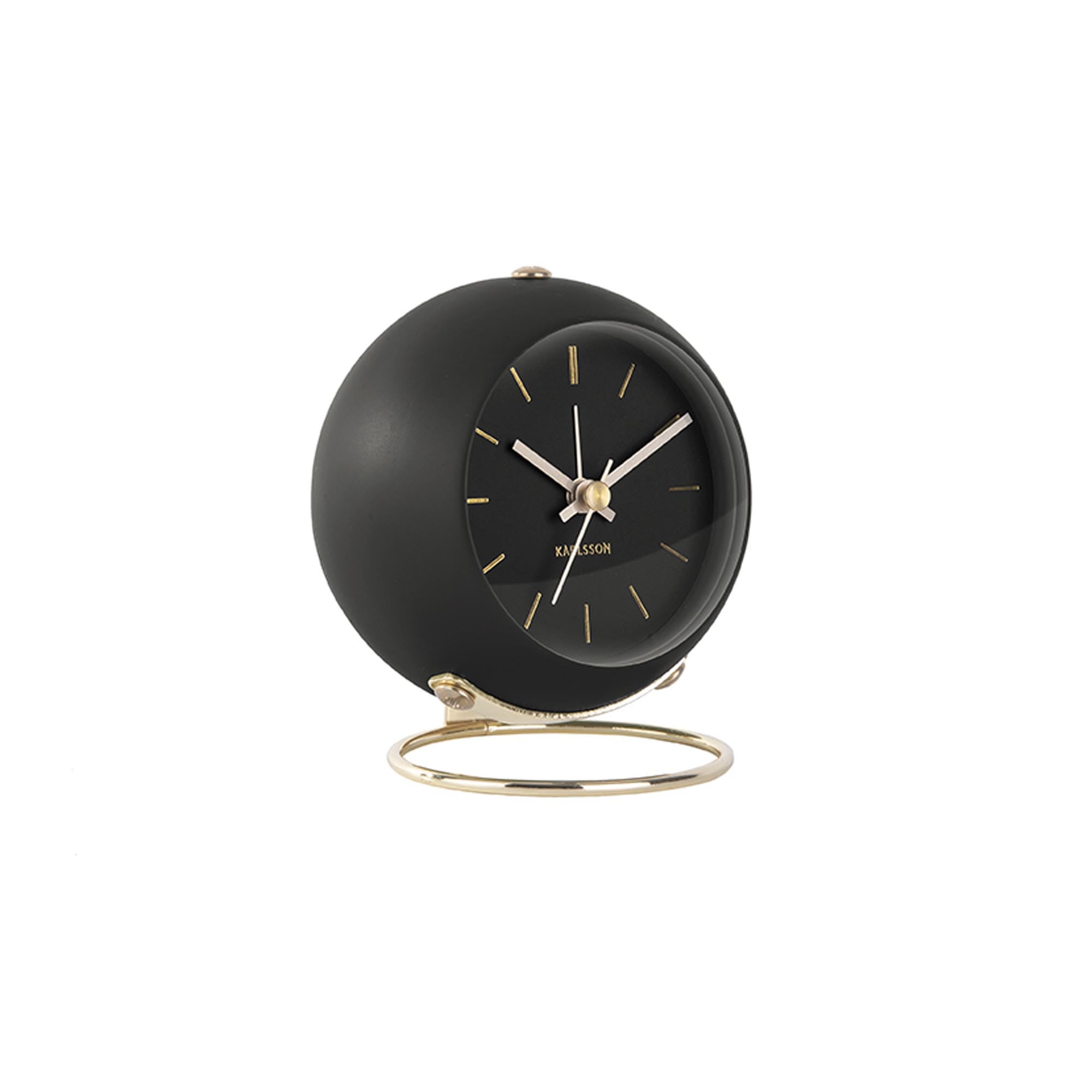 Karlsson[DL] Alarm Clock Globe Black Armando Breeveld D. 9.5 cm, Height 10.5 cm, Depth 7 cm, Excl. AA Battery
