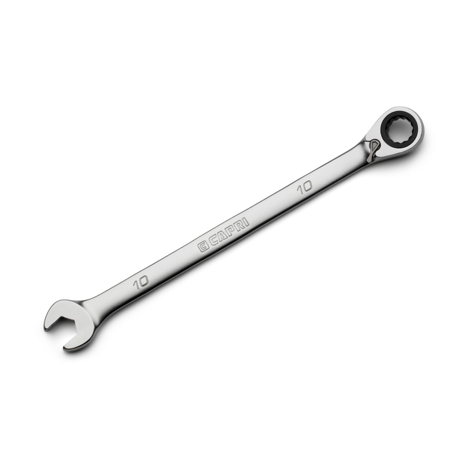 Capri Tools 10 mm 120-Tooth Ultra-Smooth Reversible Ratcheting Combination Wrench, XL Long Series, Metric, 12-Point