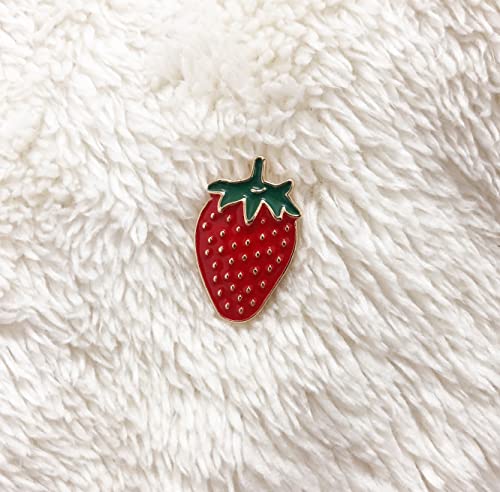 Image of 8pc Strawberry Lapel Pin Badge Brooches Cute Fruit Metal Pin Backpack Scarf Hat Bag Decoration Girls Women