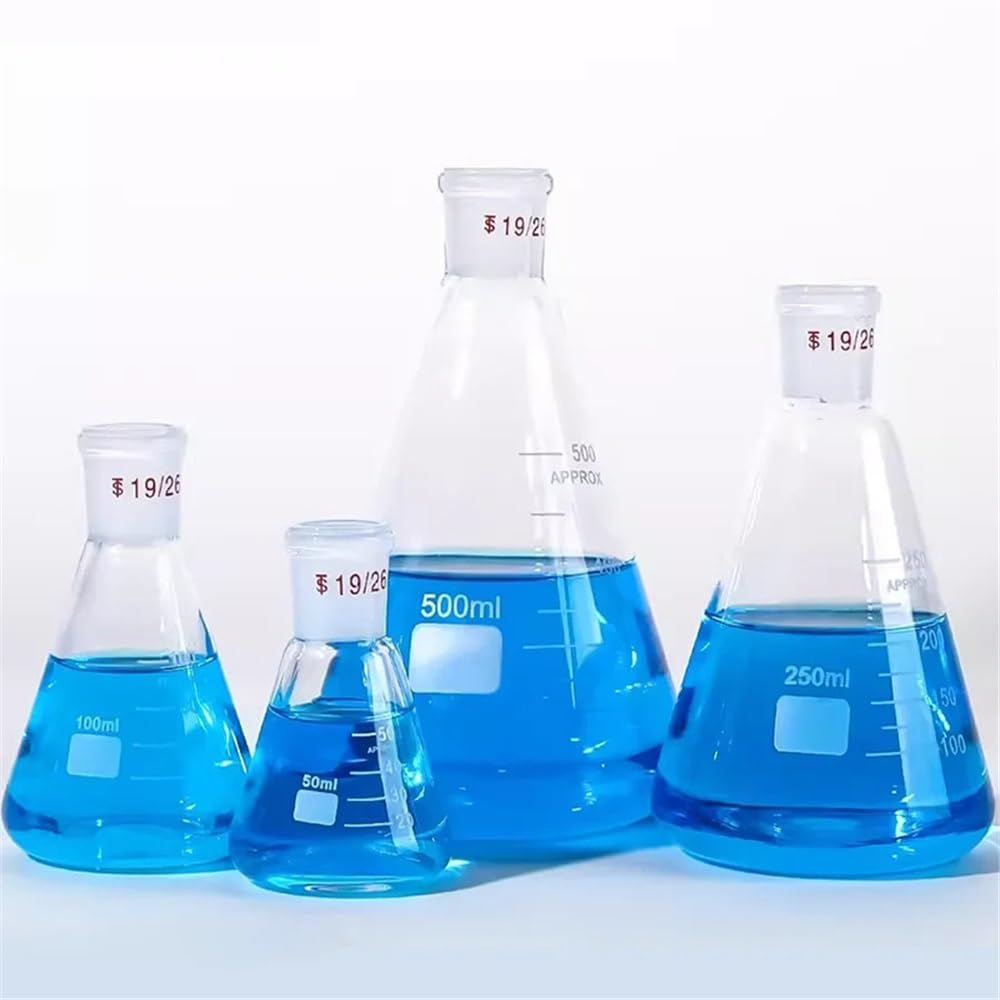 50 100 250 500ml Beuta di Erlenmeyer Bocca dritta Attrezzatura sperimentale 19/26 24/29 Resistente e riscaldabile(500ml mouth 24-29)