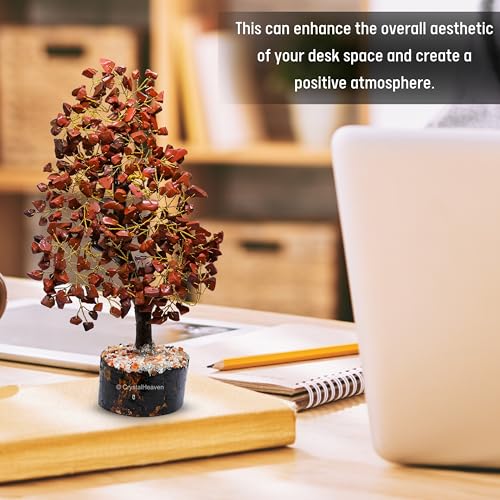 Image of Certified Red Jasper Crystal Tree for Good Luck - Healing Crystals Money Tree for Wealth, Positive Energy at Home Office - Decorative Spiritual Gifts for Vastu, House Warming