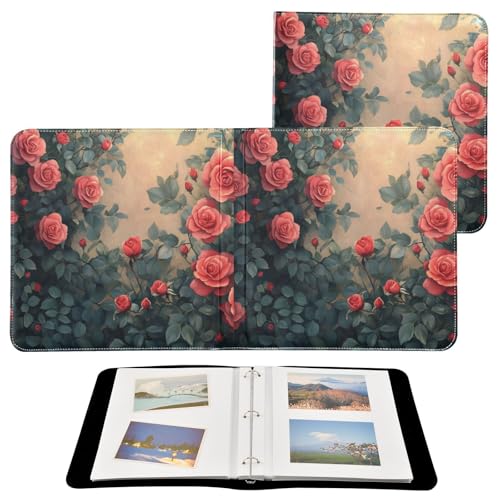 Álbum de fotos autoadhesivo DIY Scrapbook Álbum de anillado de 3 anillas con rosas de San Valentín, 40 páginas, 8x10 para recuerdos miniatura 2