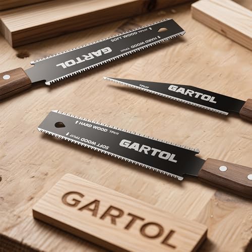 Image of GARTOL Hand Saw for Wood Cutting, 2-Piece Japanese Pull Saw with 6-Inch Flush Cut & Double-Edged SK5 Flexible Blade & Wooden Handle, Precision Woodworking Tools for DIY, Crafting, Carpentry, Trim Work