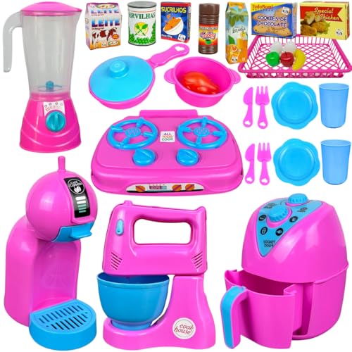 Kit Cozinha De Brinquedo 30 Pçs Infantil Completa Com Comidinhas Acessórios Eletrodomésticos