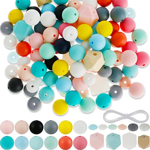 Lochimu 100PCS Perles de silicone kit de silicone Perles de fabrication de billes de silicone en silicone polygonale(Expédition par dessin) Cover
