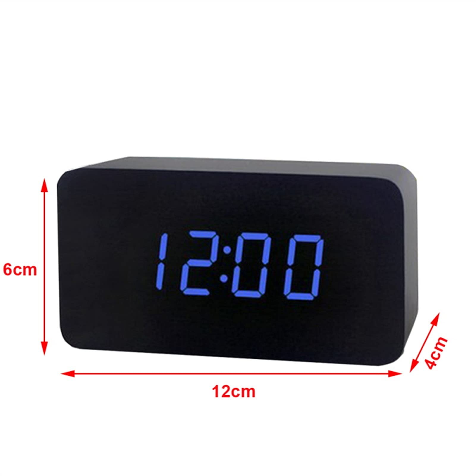Reloj despertador, control de sonido, reloj de mesa electrónico, regalo de cumpleaños, madera, LED, reloj despertador moderno, reloj digital de escritorio blanco